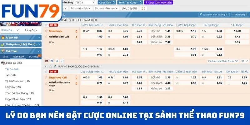 Thể Thao FUN79 Lý do bạn nên đặt cược online tại sảnh thể thao FUN79