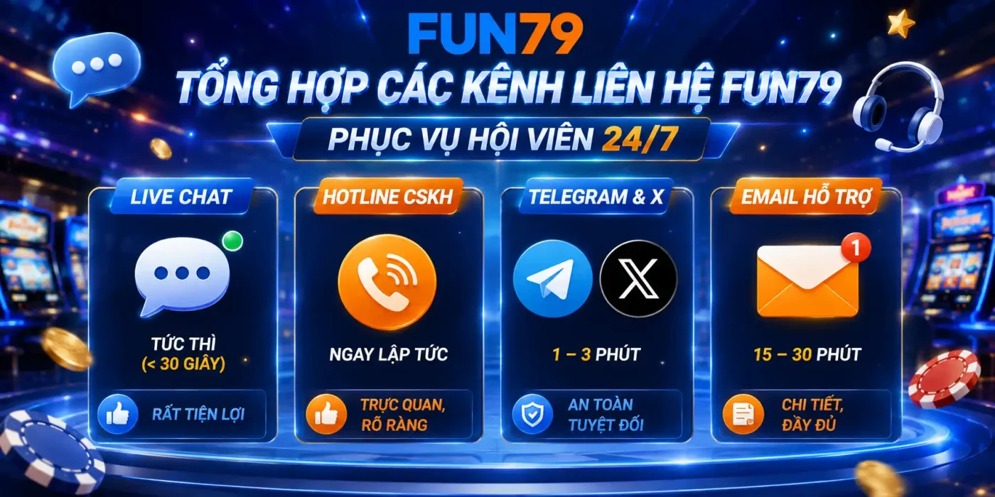 Liên Hệ Tổng Hợp Các Kênh Liên Hệ FUN79 Phục Vụ Hội Viên 24/7